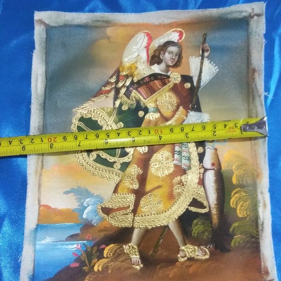Peruvian painting on oil canvas angel Rafael Salud main image 4